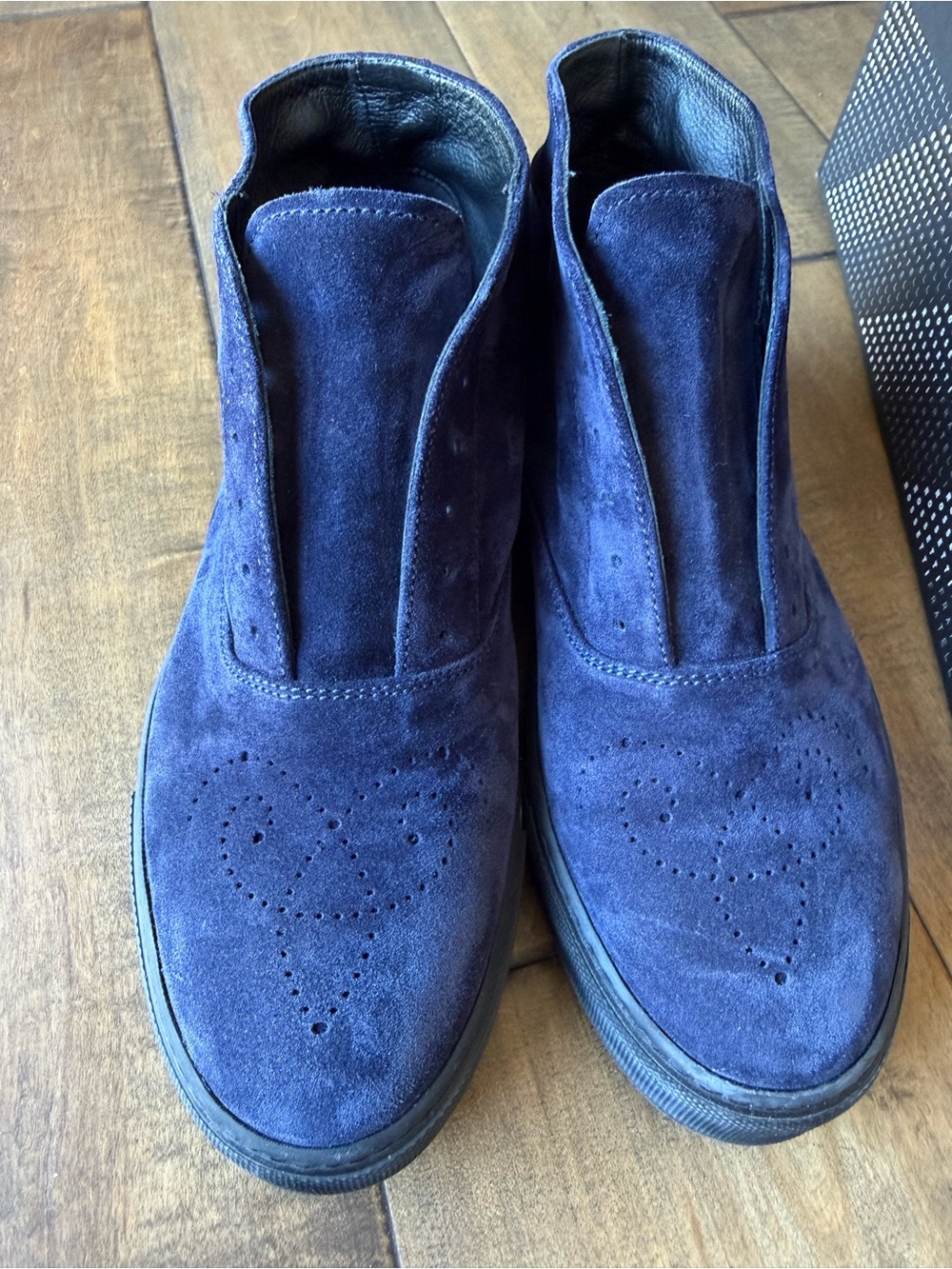Fratelli Rossetti Blue Suede Perforated Chukka Boots